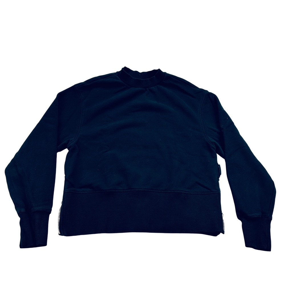 VARLEY Black Mock Neck Zipper Detail Cropped Sweatshirt Pullover Size Small